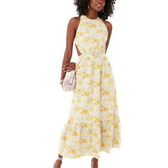 Hyacinth House Dresses & Skirts - Hyacinth House NEW Yellow Pastel Retro Floral Maggie Maxi Dress Size Small